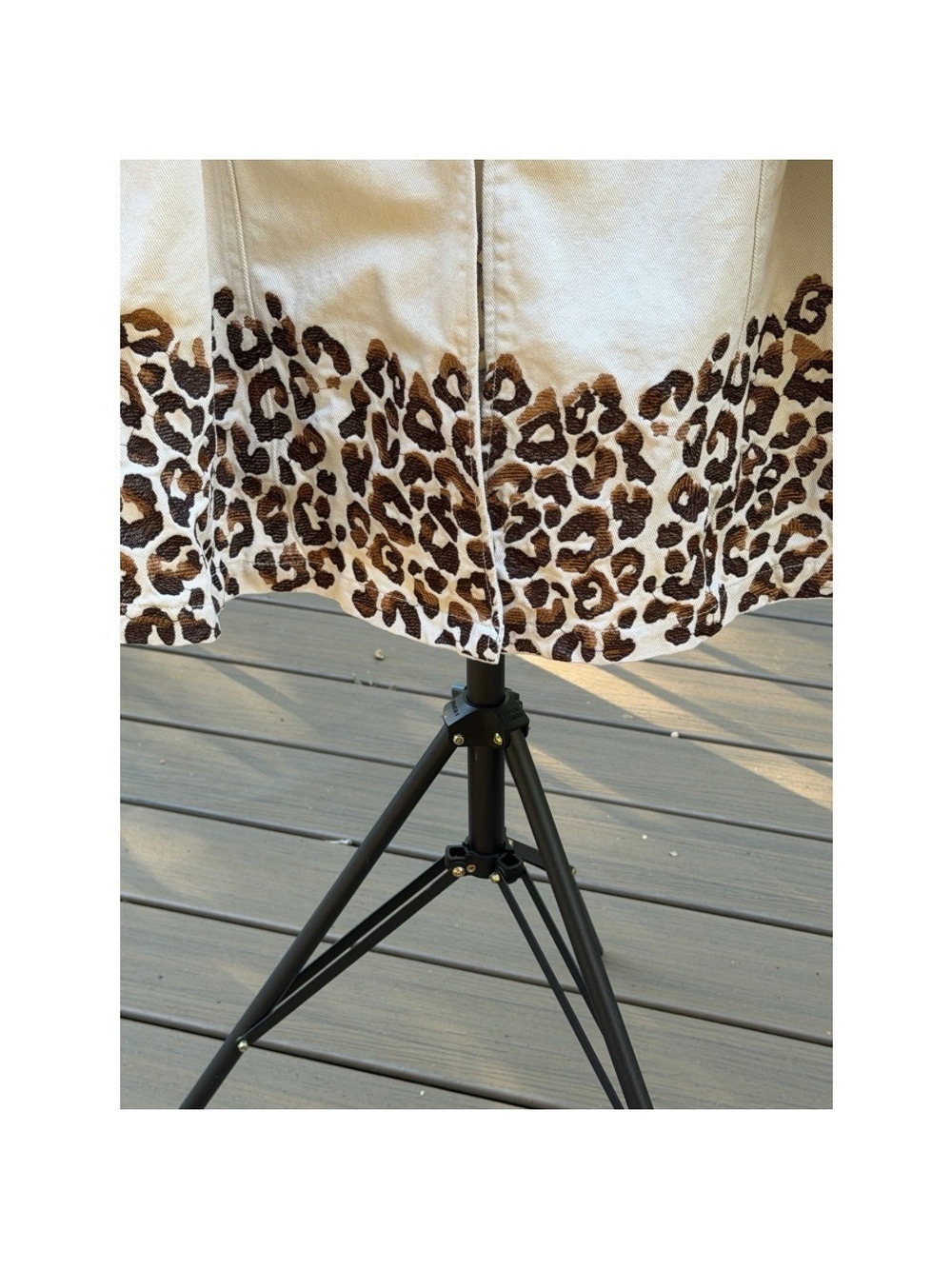 Jessica London Cream Open-Front Jacket with Leopard Hem - Picture 3 of 6